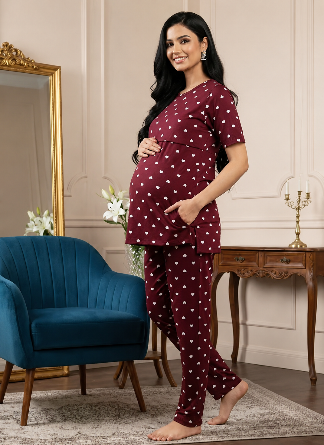 BloomMum Premium Maternity & Feeding Night Suit