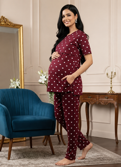 BloomMum Premium Maternity & Feeding Night Suit