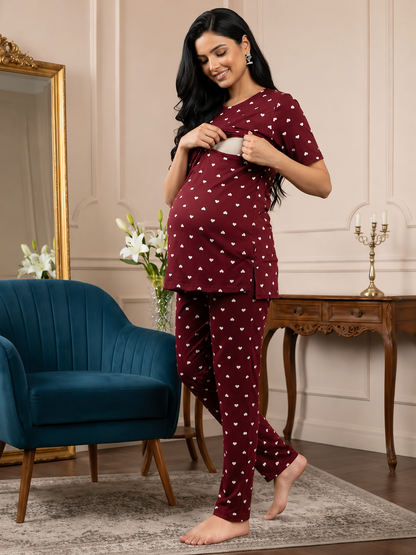 BloomMum Premium Maternity & Feeding Night Suit