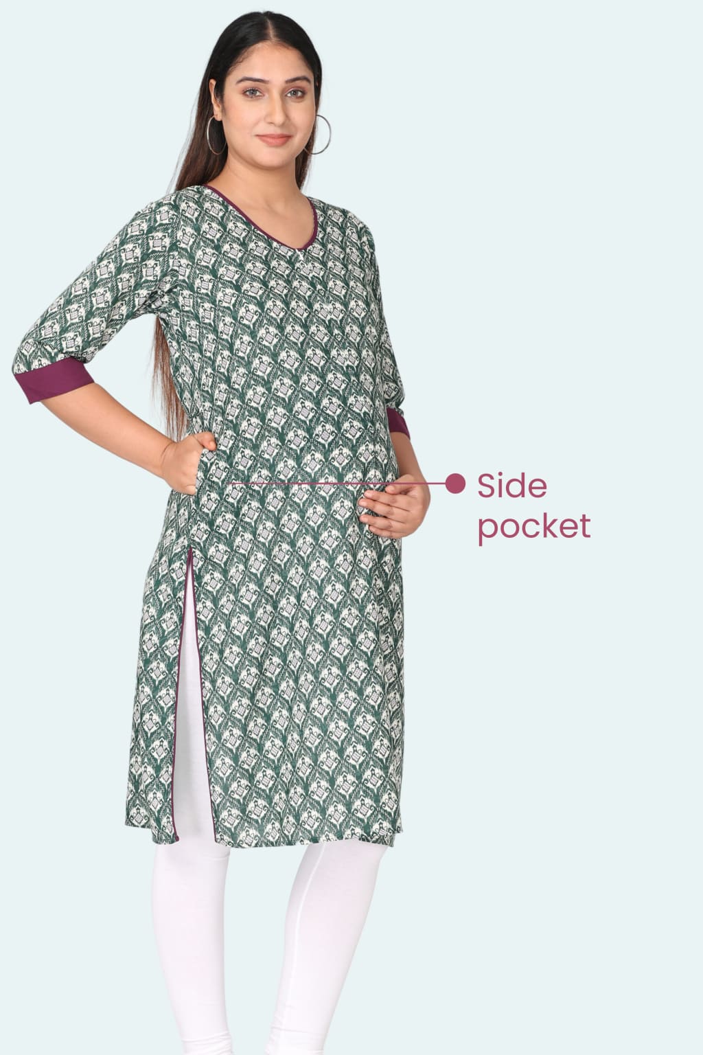 Green Printed Feeding Kurta